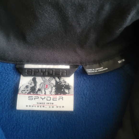 Spyder Pullover Mens Medium Blue 1/4 Zip Sweater Casual Motorcycle Knit - Picture 3 of 5